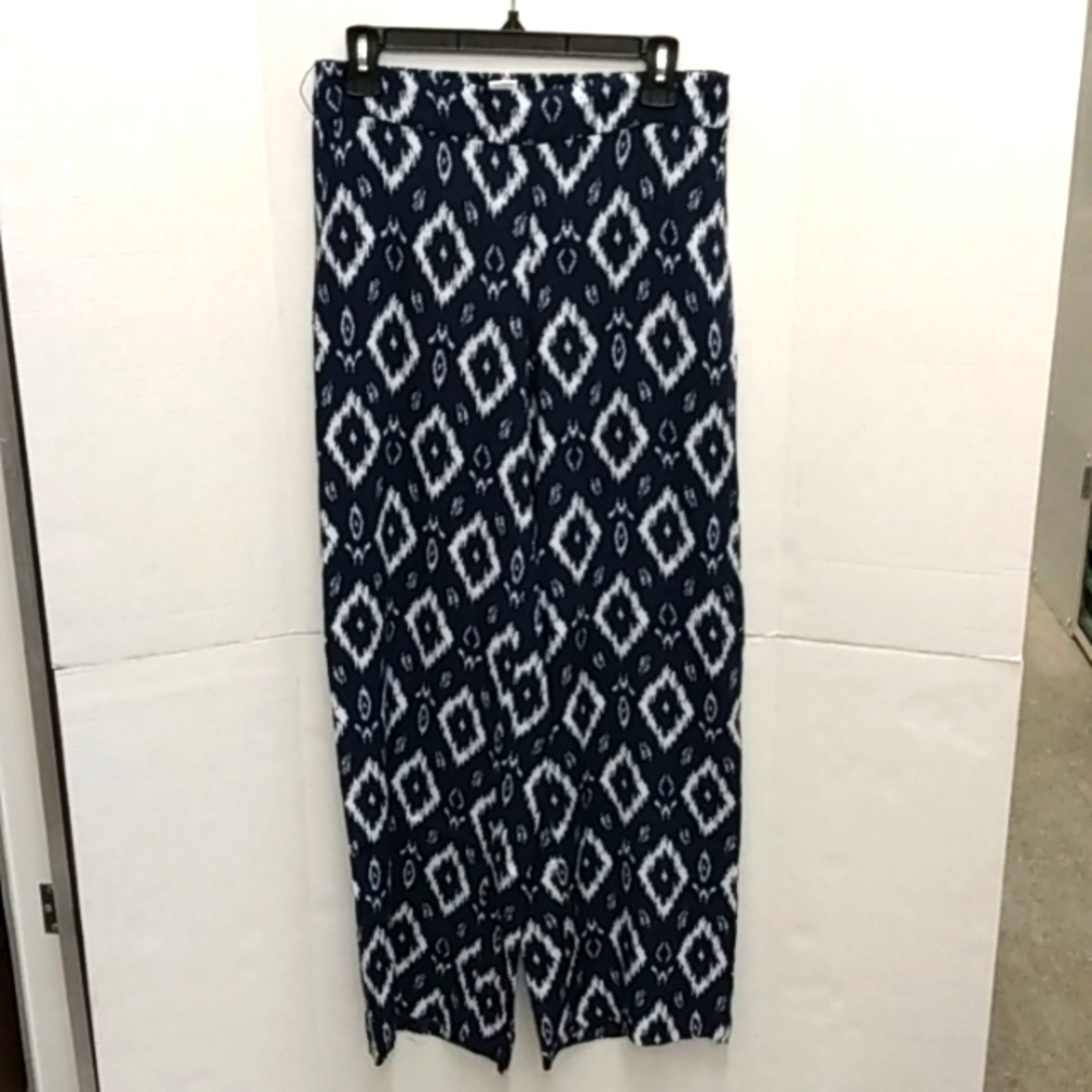 Dress Barn elastic waist pull on wide leg casual aztec boho pants medium
